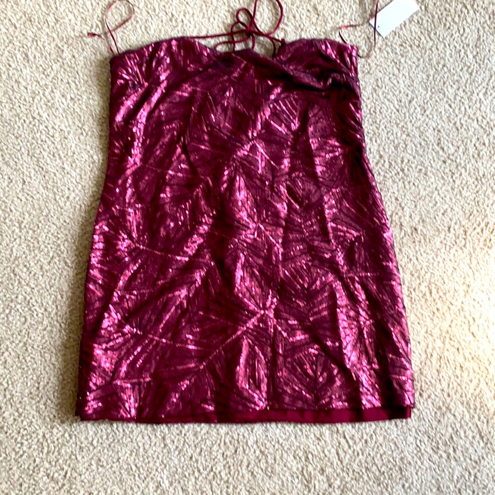 Strapless mini dress beaded